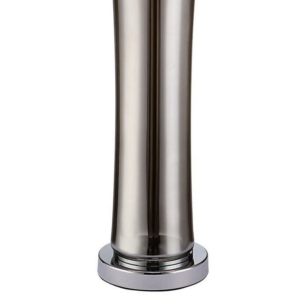 29 Inch Table Lamp, Empire Shade, Set of 2, Glass, Clear Smoke Gray By Casagear Home