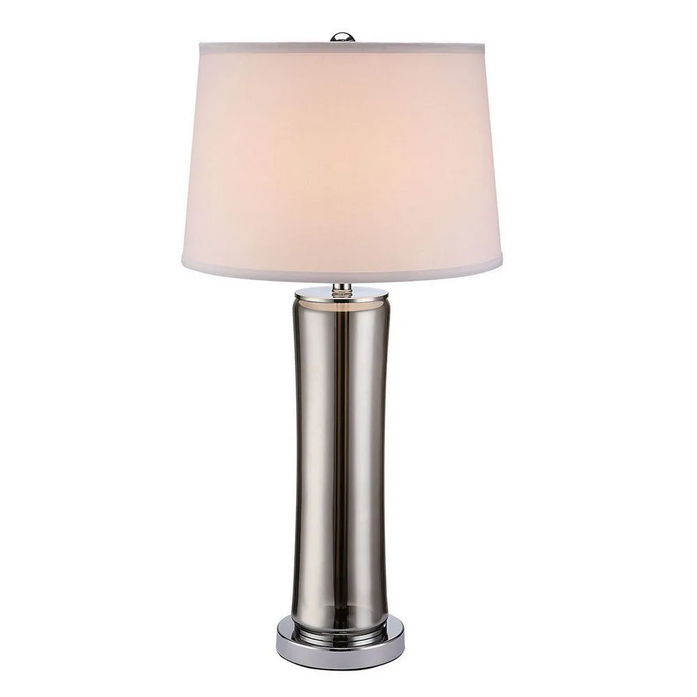 29 Inch Table Lamp, Empire Shade, Set of 2, Glass, Clear Smoke Gray By Casagear Home
