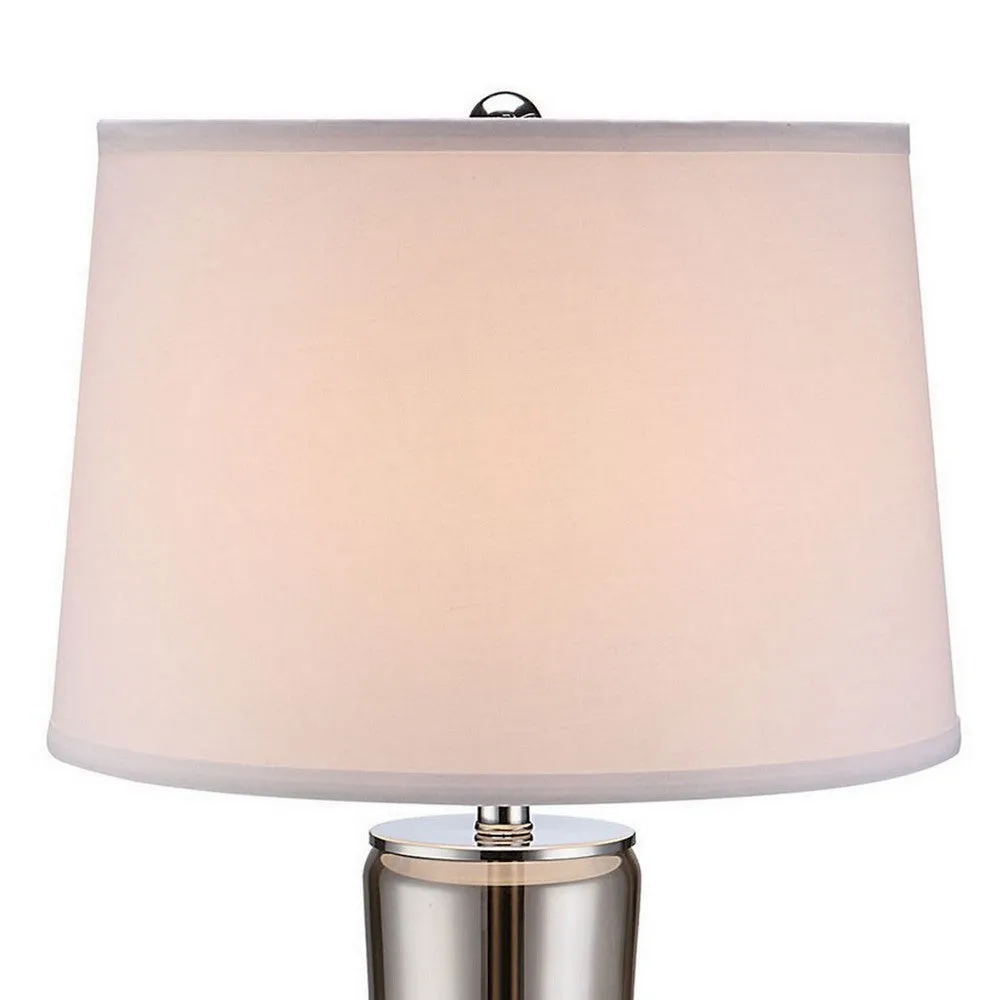 29 Inch Table Lamp, Empire Shade, Set of 2, Glass, Clear Smoke Gray By Casagear Home
