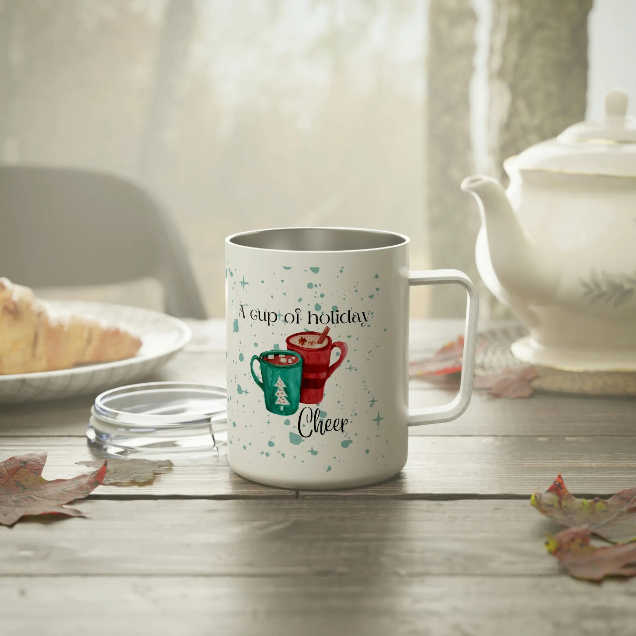 a cup of holiday cheer Insulated Coffee Mug, 10oz