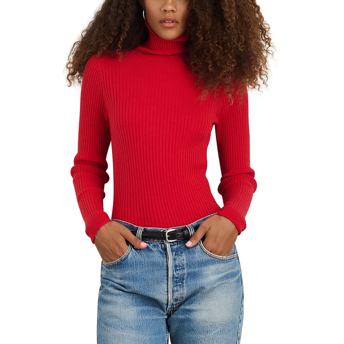 Alex Mill Womens Cristy Long Sleeve Ribbed Mock Turtleneck Sweater
