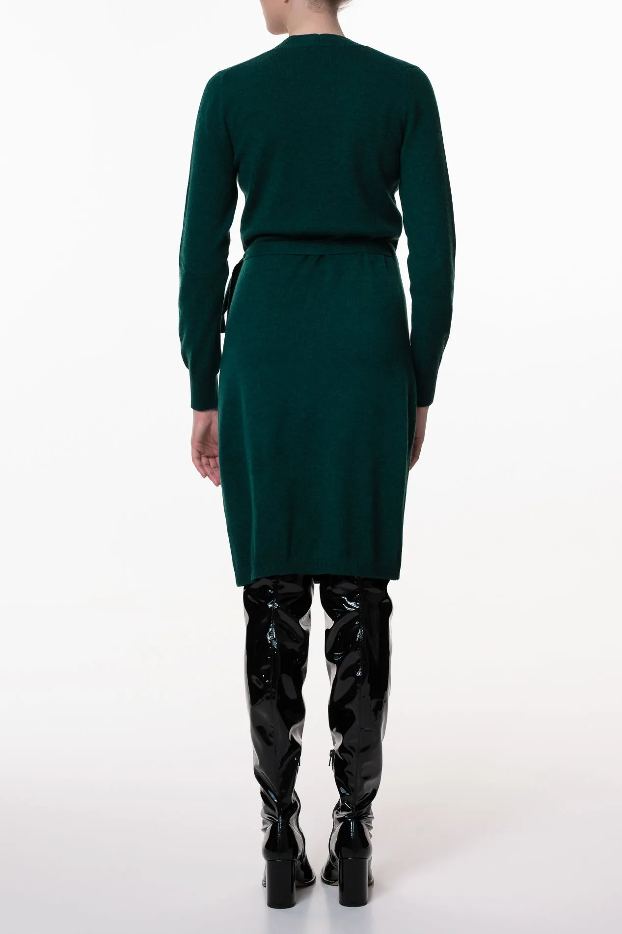 Amani V-Neck Wrap Midi Dress In Spruce