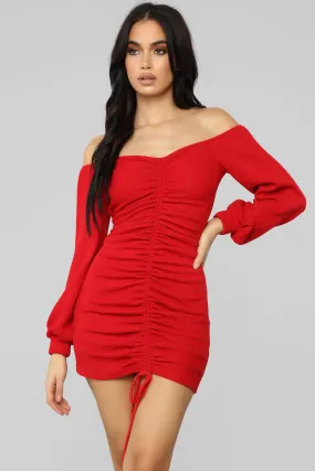 Baby I'm In Love Ruched Dress - Red