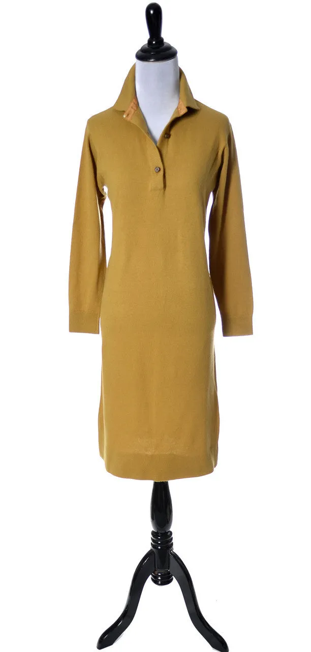 Bonnie Cashin Mustard Yellow Cashmere Vintage Dress