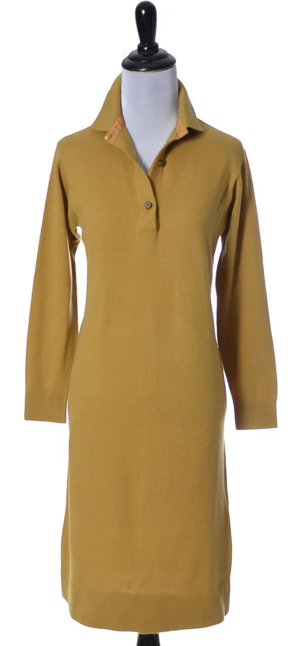 Bonnie Cashin Mustard Yellow Cashmere Vintage Dress