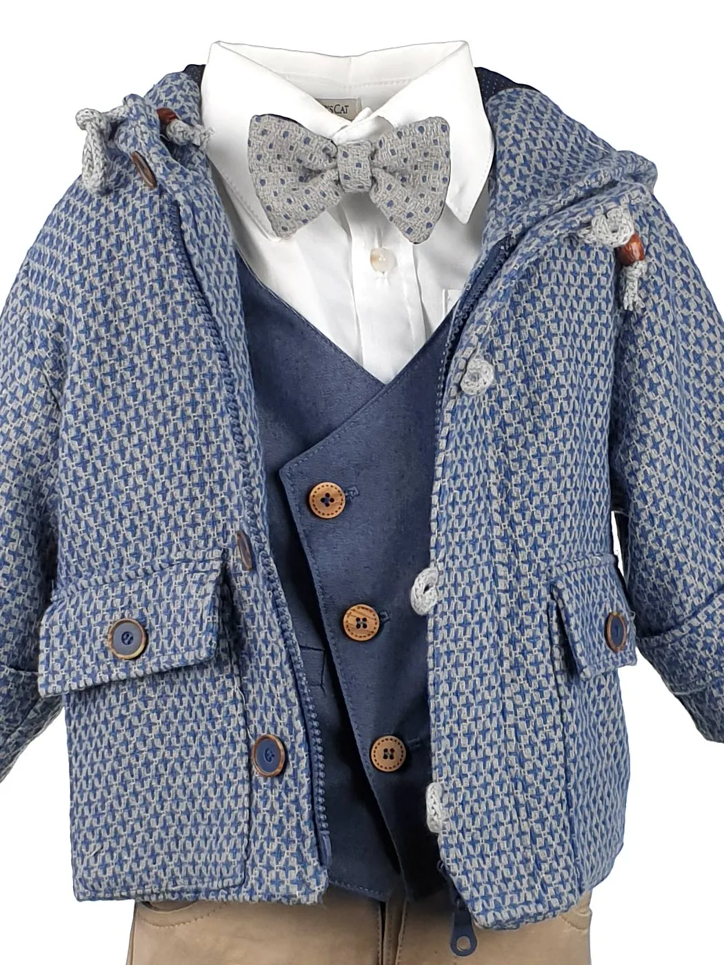 Boy's coat with checkered pattern - GERMAN Blue
