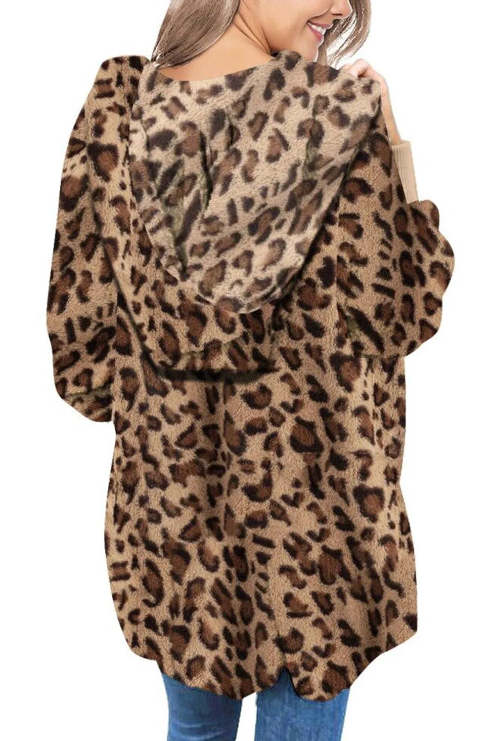 Brown Soft Fleece Hoodie Style Coat