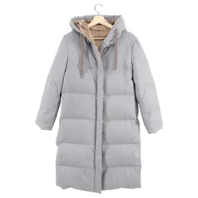 Brunello Cucinelli Light Grey Down Filled Puffer Long Parka Coat - USA S (2/4)