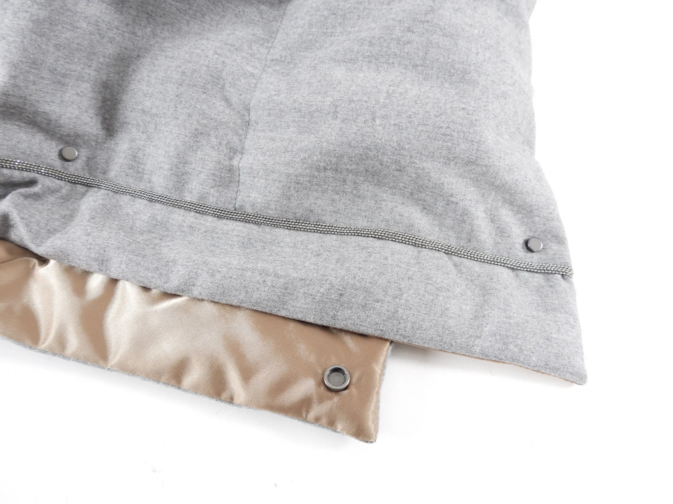 Brunello Cucinelli Light Grey Down Filled Puffer Long Parka Coat - USA S (2/4)