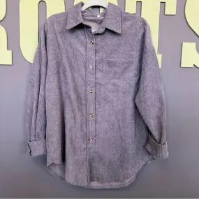 Charcoal Corduroy Button Down Shacket Lightweight Jacket Oversized Medium