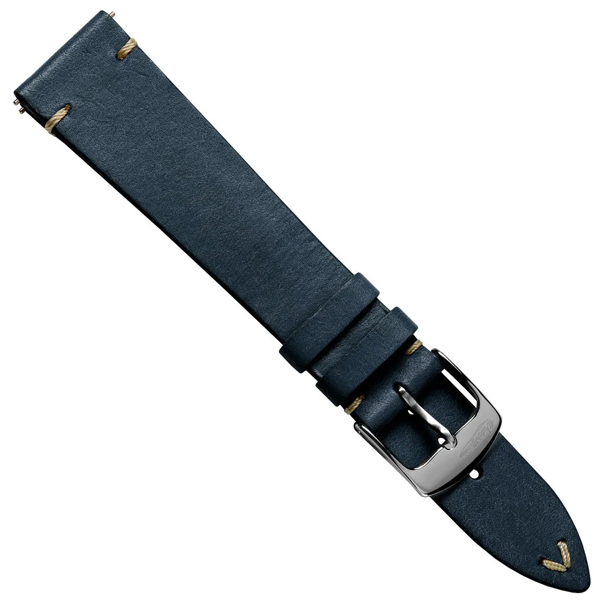 Charlbury V-Stitch Genuine Italian Leather Watch Strap - Dark Blue