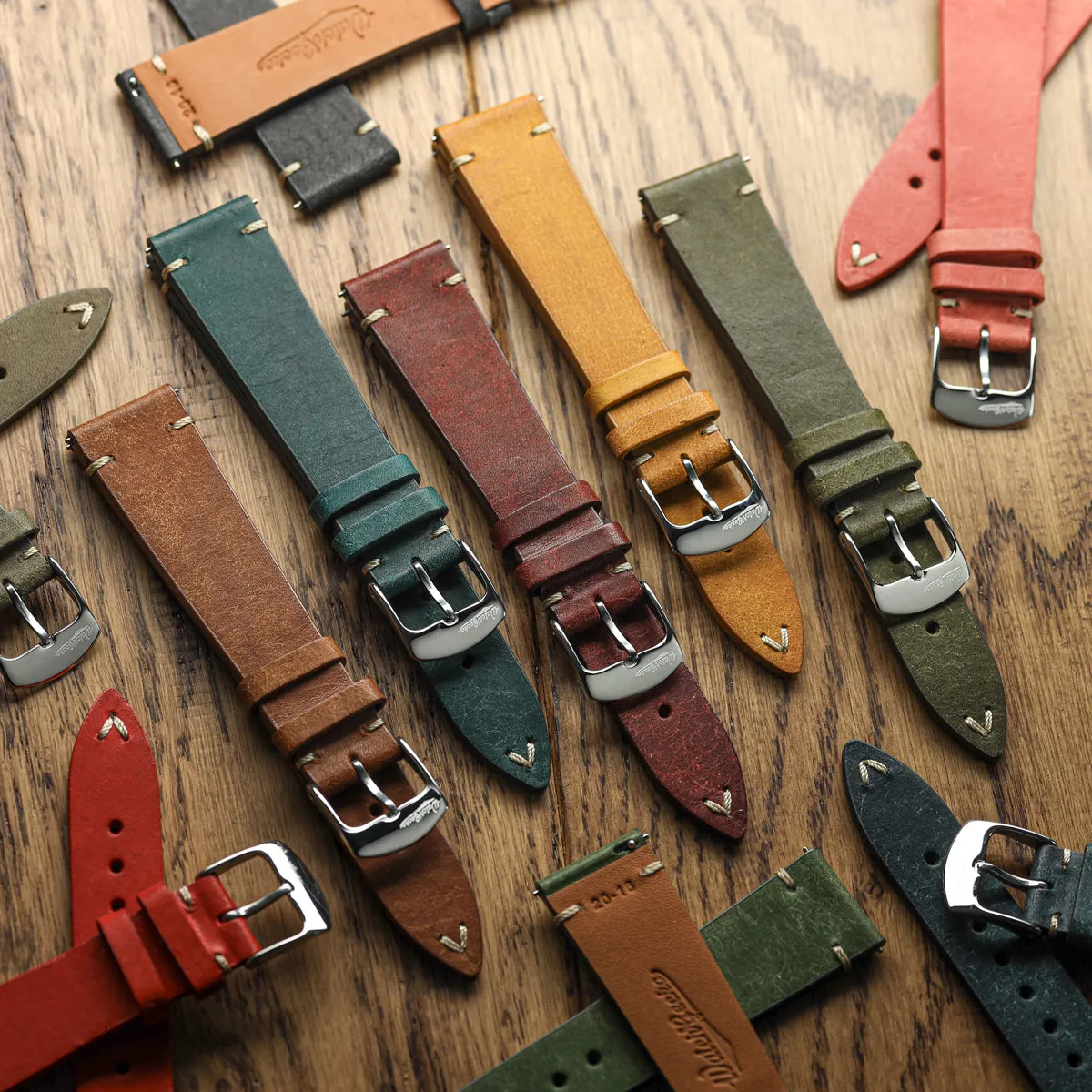 Charlbury V-Stitch Genuine Italian Leather Watch Strap - Dark Blue