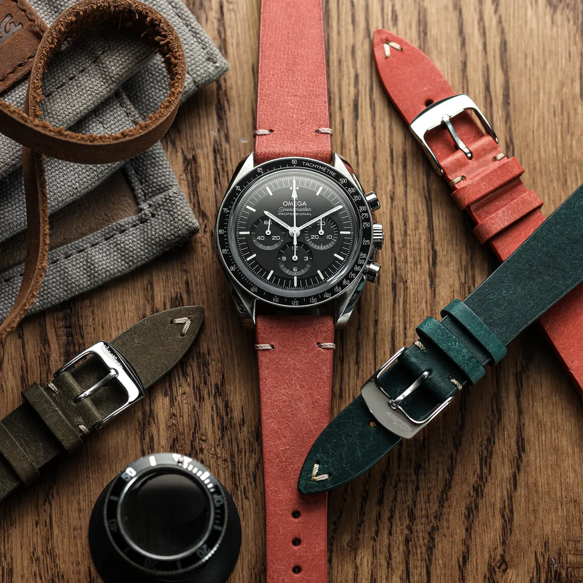Charlbury V-Stitch Genuine Italian Leather Watch Strap - Dark Blue
