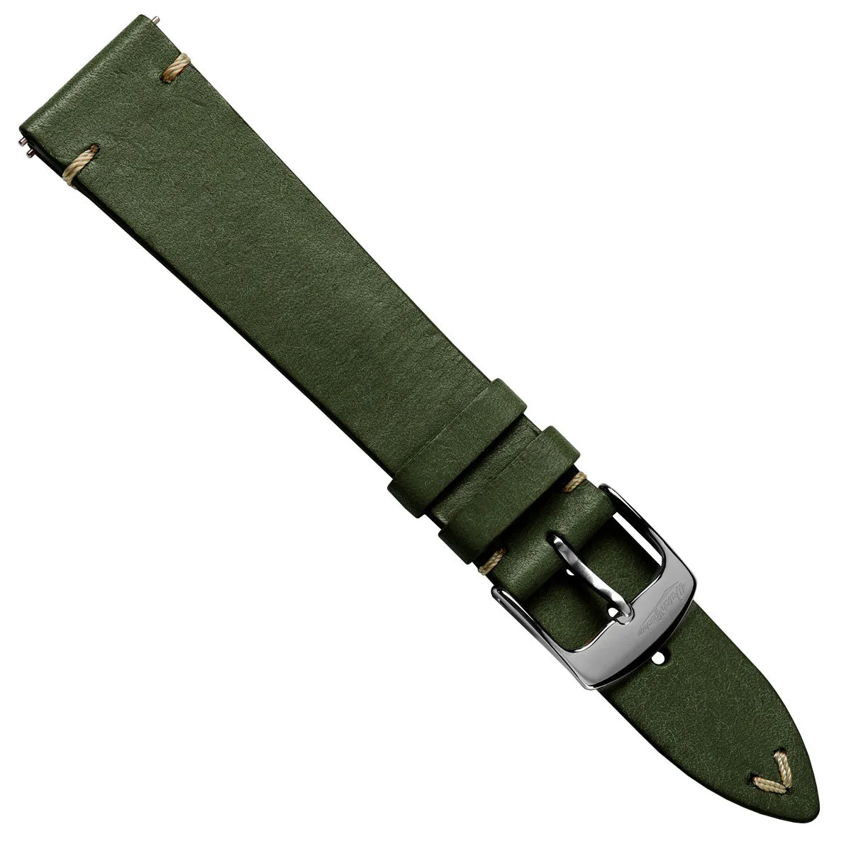 Charlbury V-Stitch Genuine Italian Leather Watch Strap - Earth Green