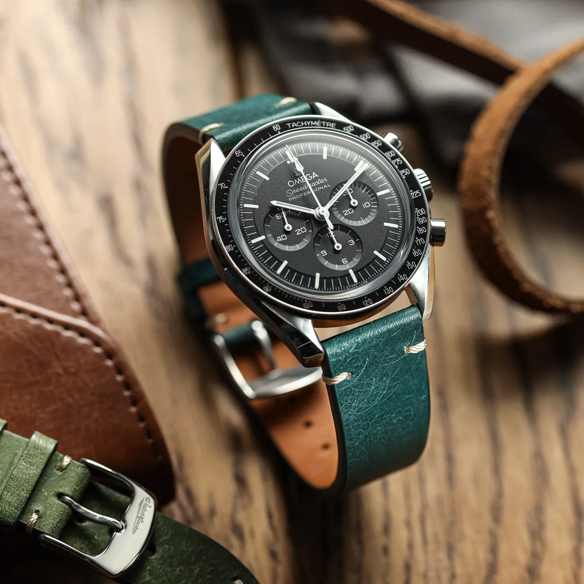 Charlbury V-Stitch Genuine Italian Leather Watch Strap - Ocean Blue