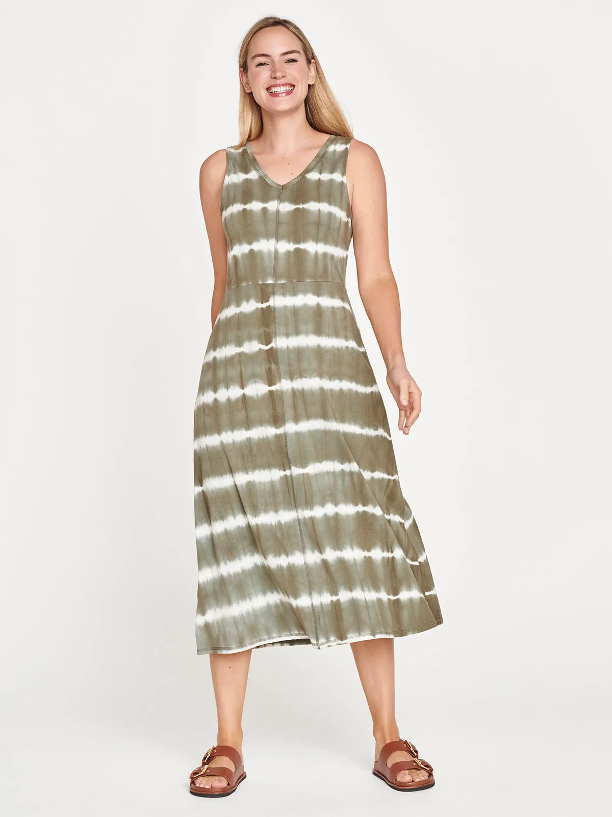 cleo gots organic cotton dress - olive green