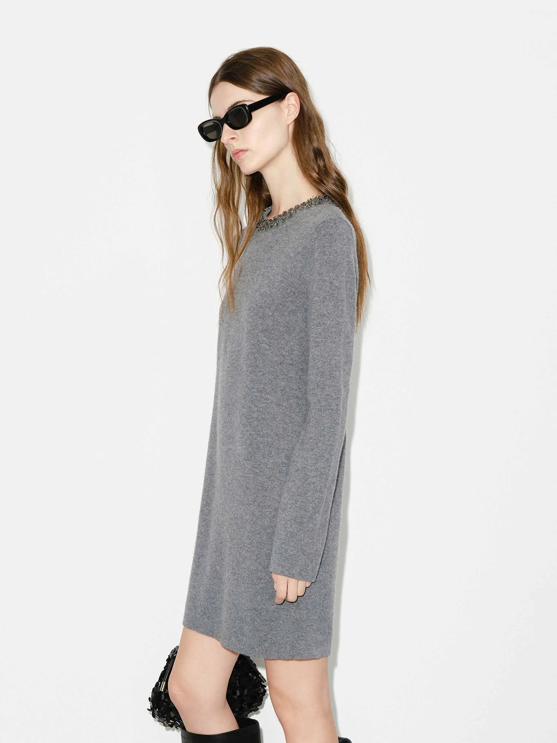 Crystal Collar Mini Dress