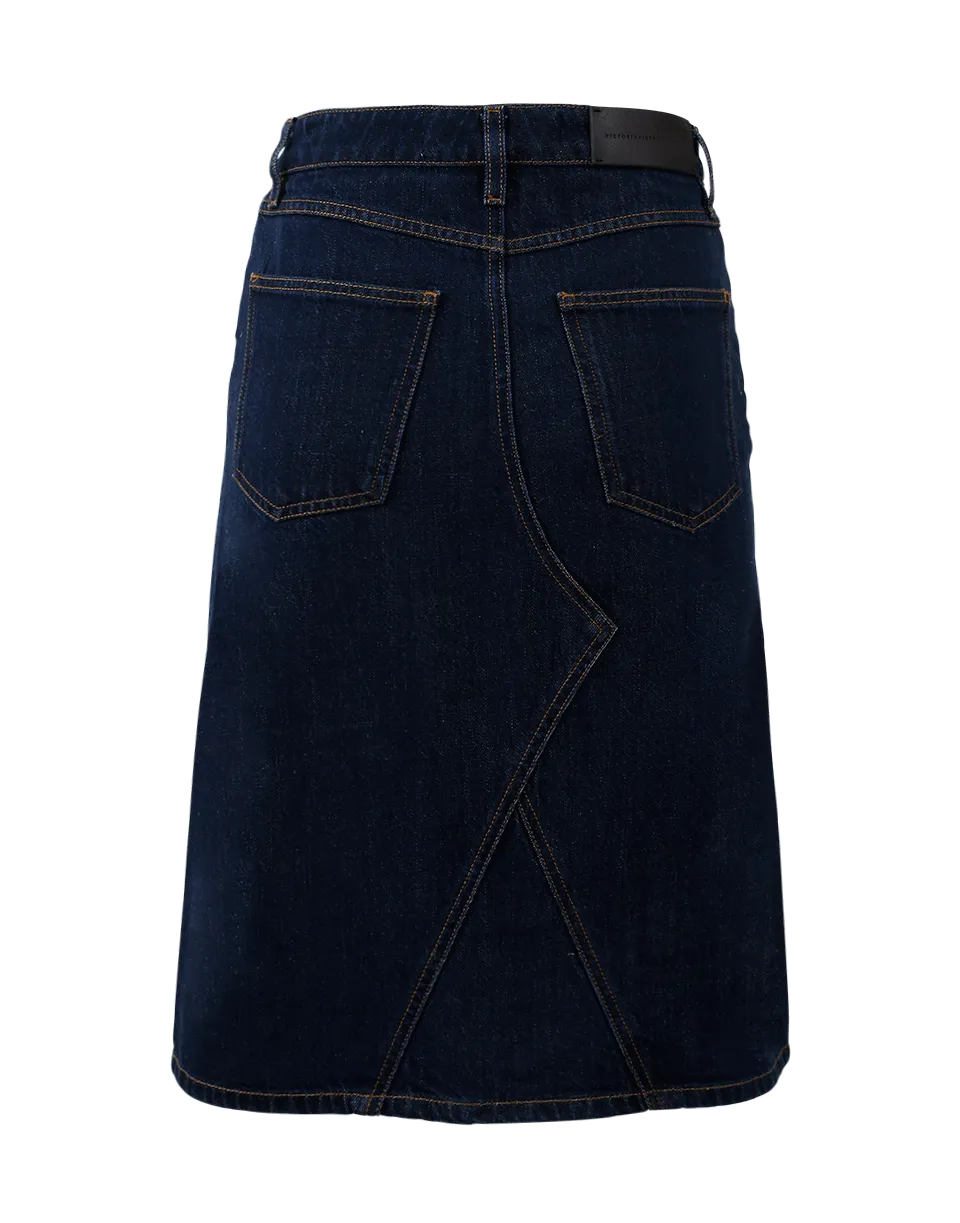 Embroidered Denim Pencil Skirt