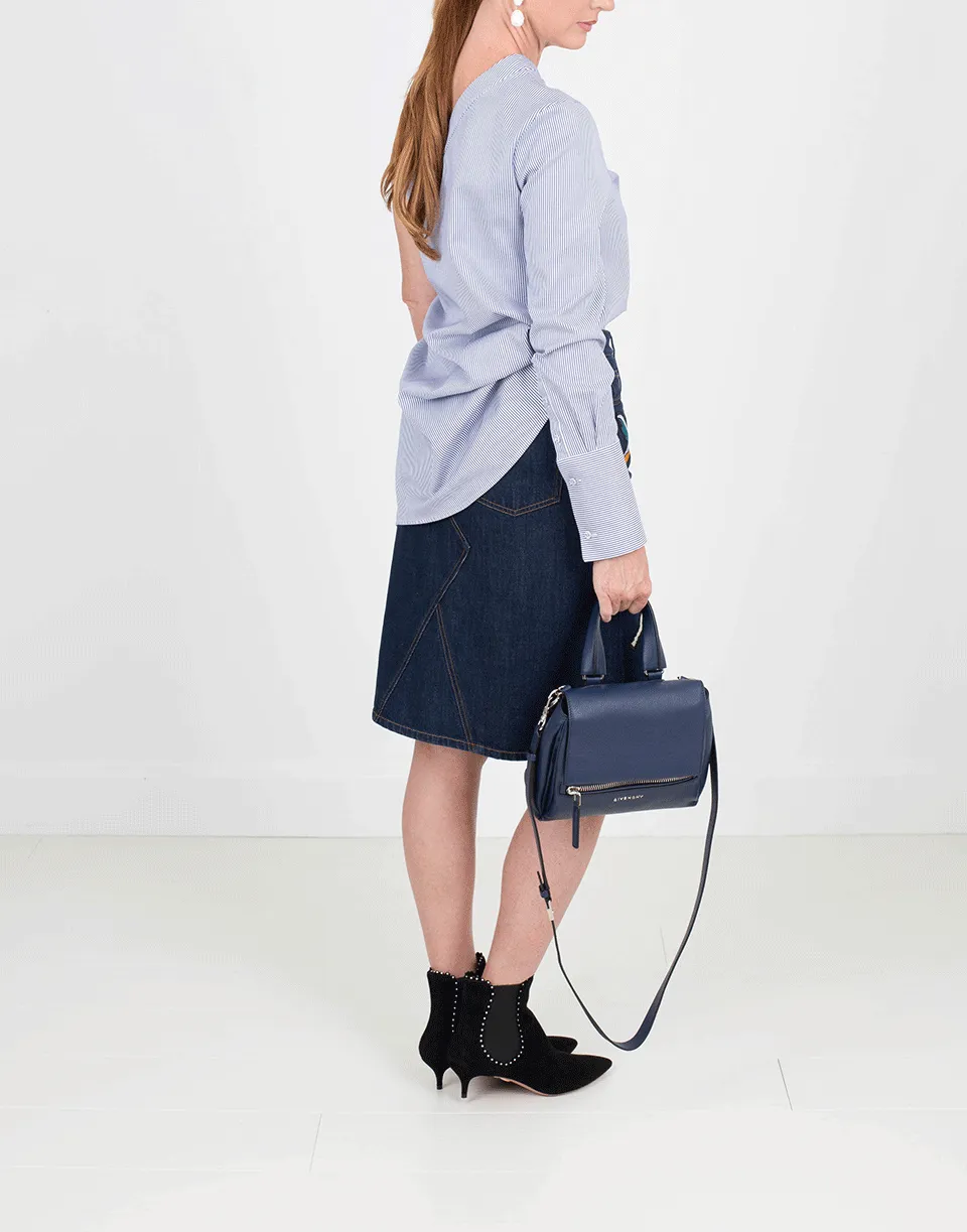 Embroidered Denim Pencil Skirt