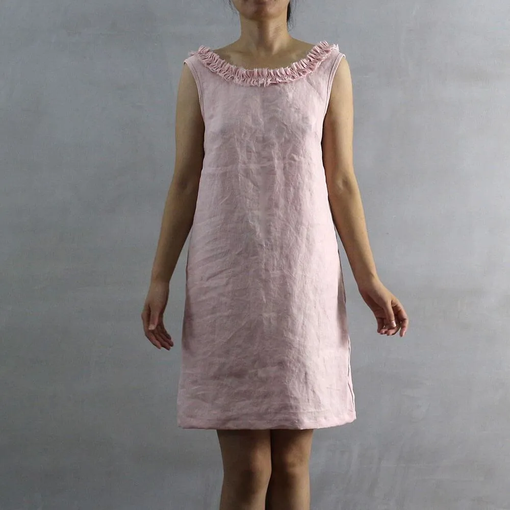 Frayed Ruffle Collar Dress
