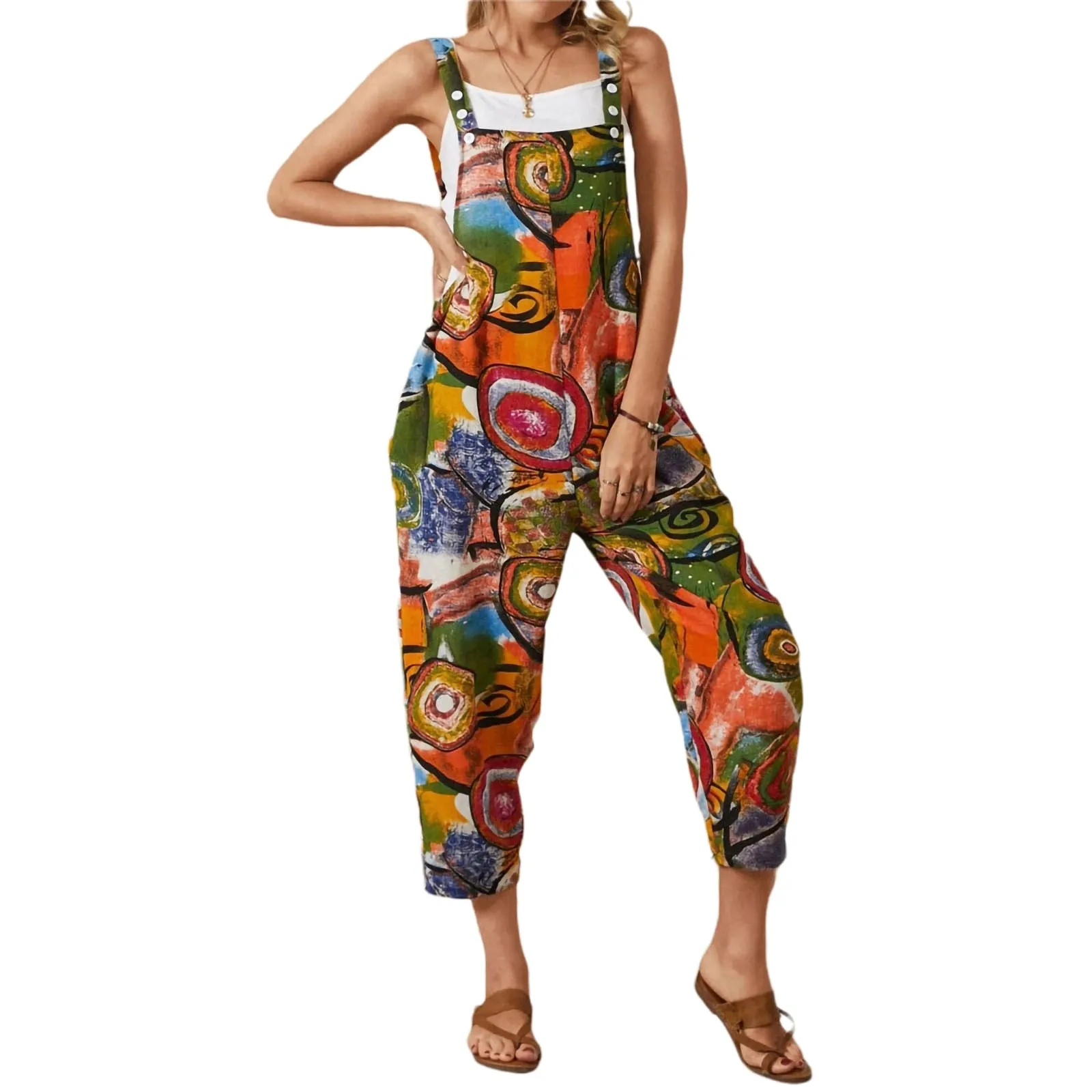 Funki Buys | Pants | Women's Boho Loose Fit Wide Leg Romper