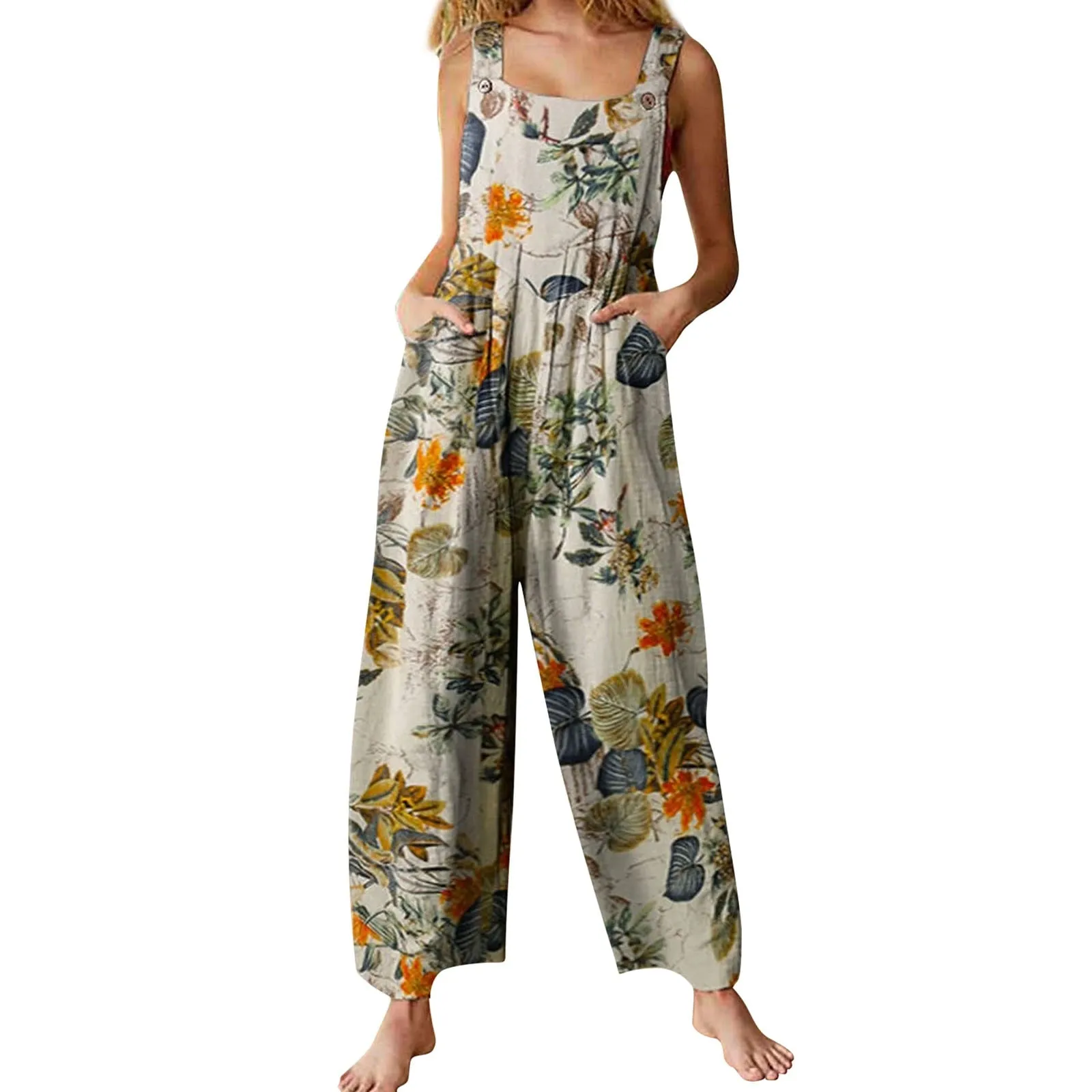 Funki Buys | Pants | Women's Boho Loose Fit Wide Leg Romper