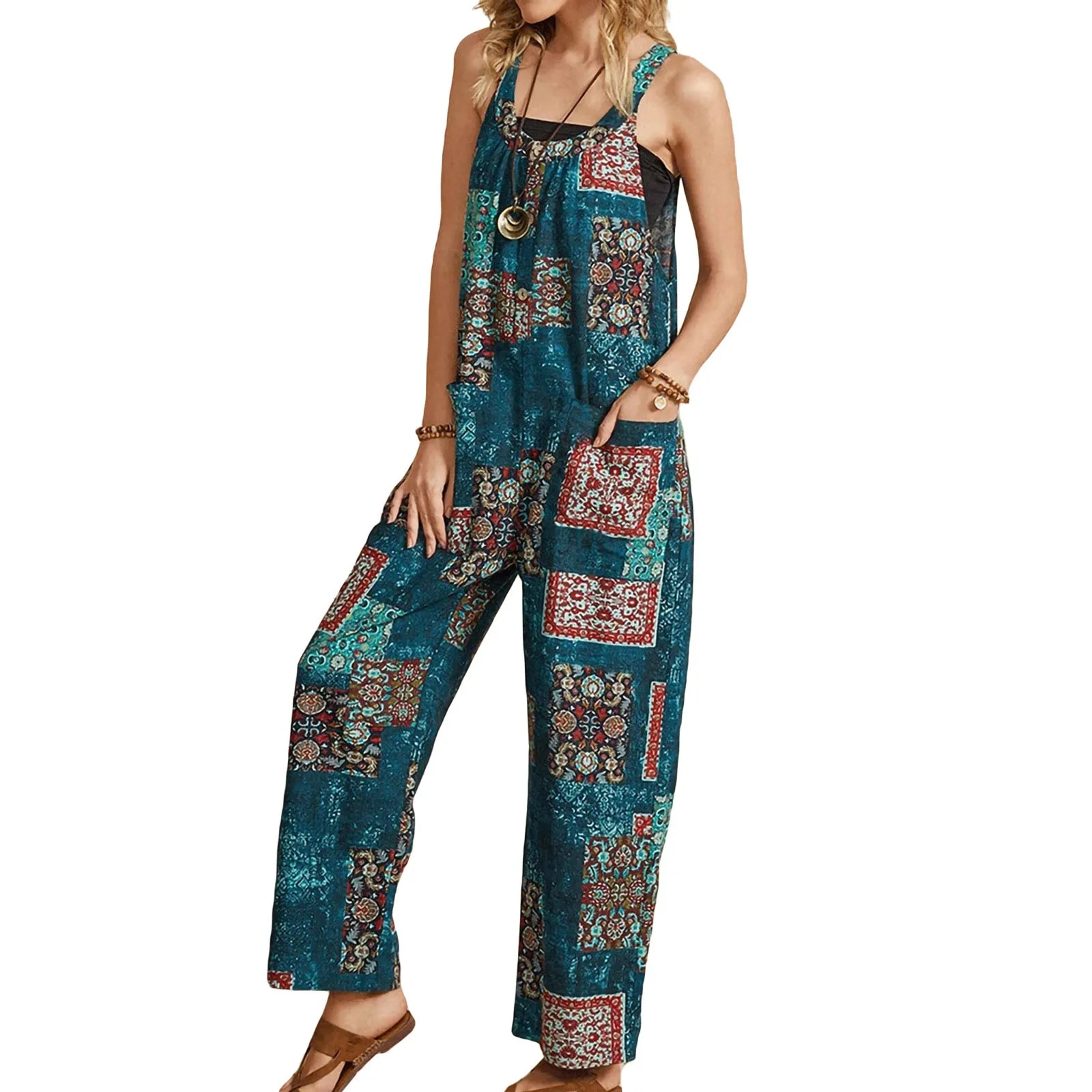 Funki Buys | Pants | Women's Boho Loose Fit Wide Leg Romper