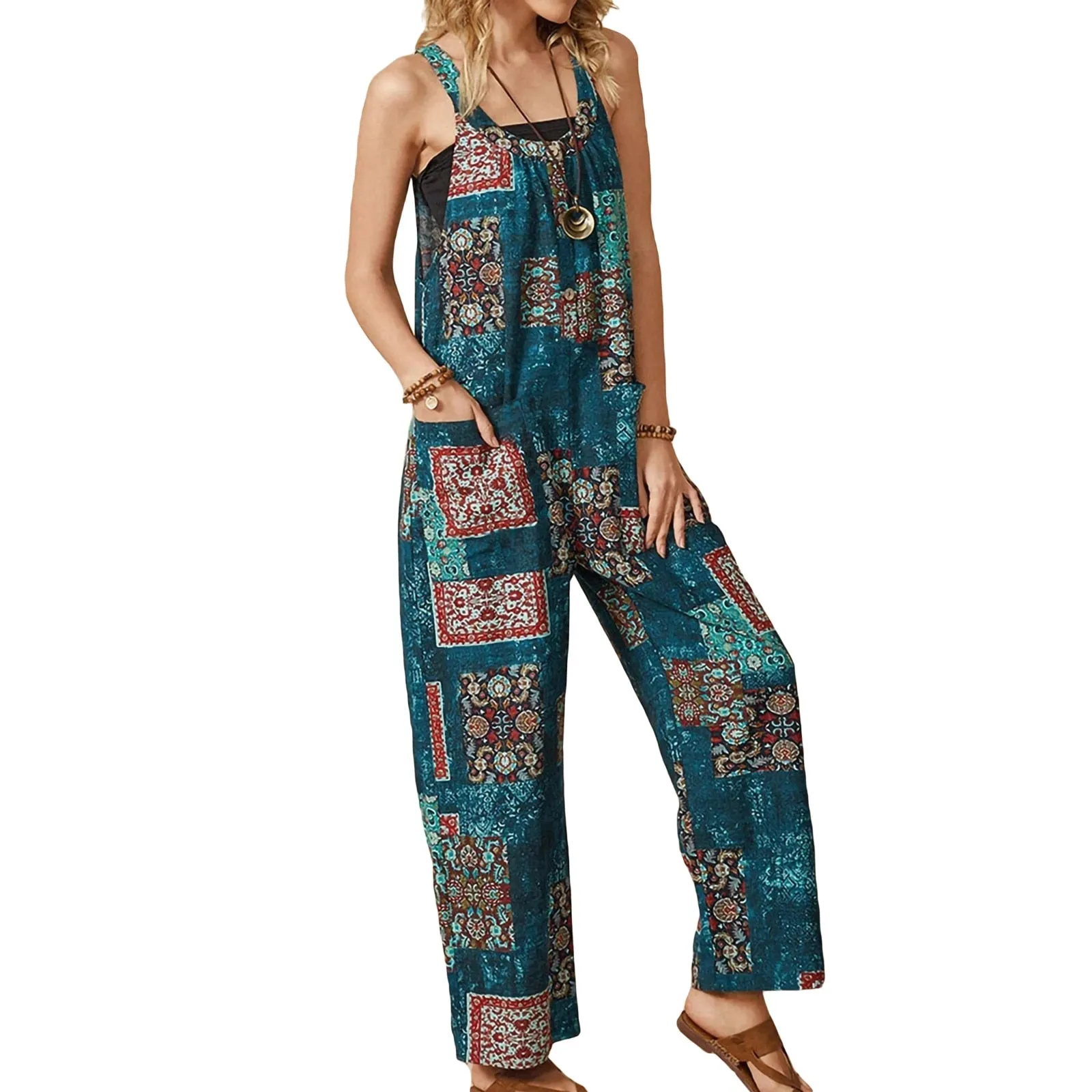 Funki Buys | Pants | Women's Boho Loose Fit Wide Leg Romper
