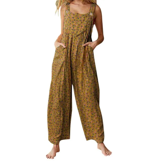 Funki Buys | Pants | Women's Boho Loose Fit Wide Leg Romper