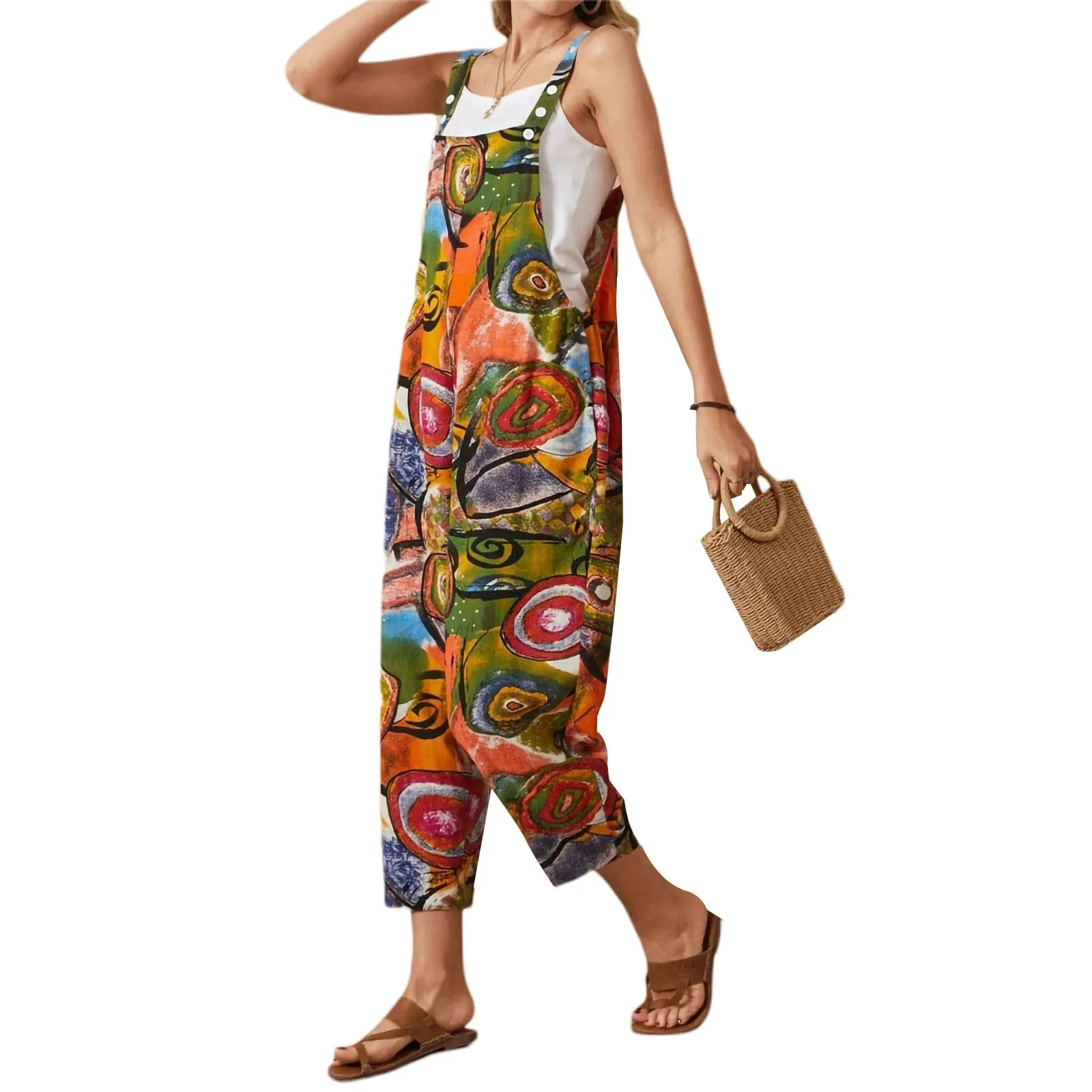Funki Buys | Pants | Women's Boho Loose Fit Wide Leg Romper