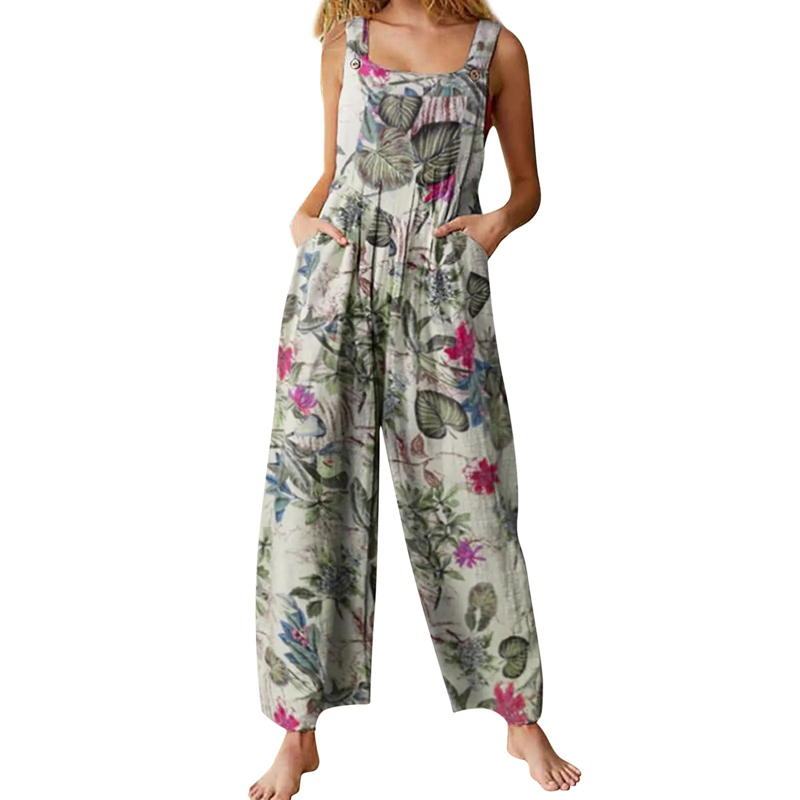 Funki Buys | Pants | Women's Boho Loose Fit Wide Leg Romper