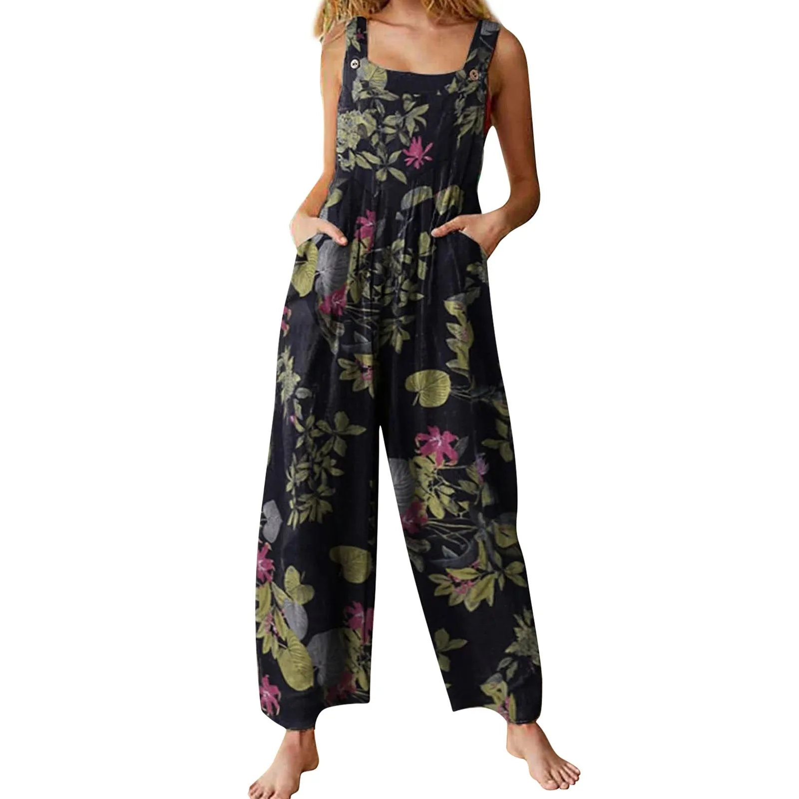Funki Buys | Pants | Women's Boho Loose Fit Wide Leg Romper