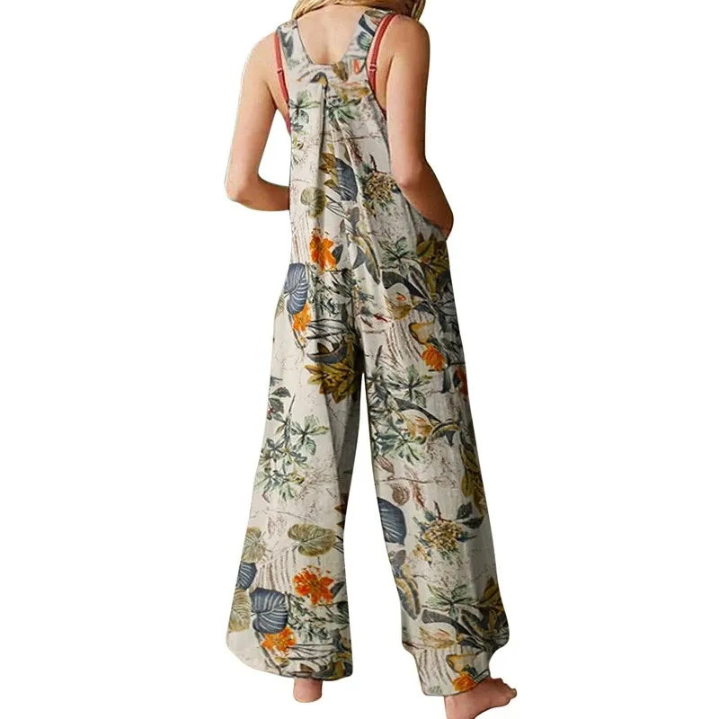 Funki Buys | Pants | Women's Boho Loose Fit Wide Leg Romper