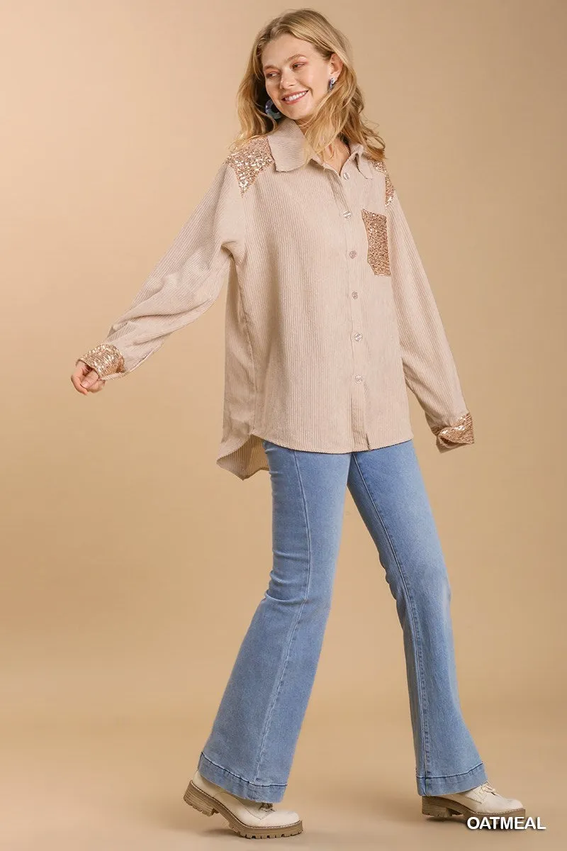 Giving Joy Shacket in Oatmeal Curvy