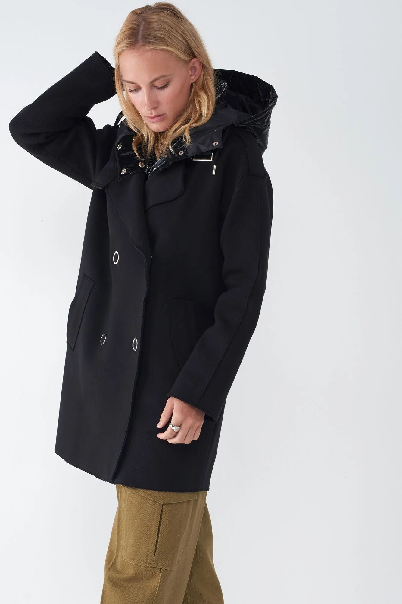 JANY - NEOPRENE JACKET WITH DETACHABLE QUILTED HOOD