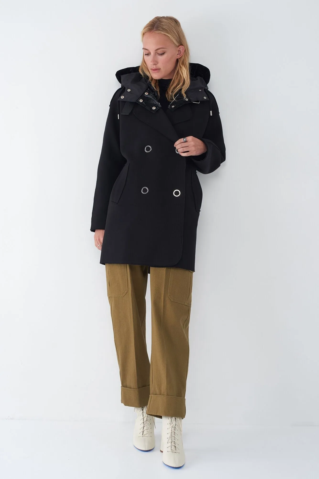 JANY - NEOPRENE JACKET WITH DETACHABLE QUILTED HOOD