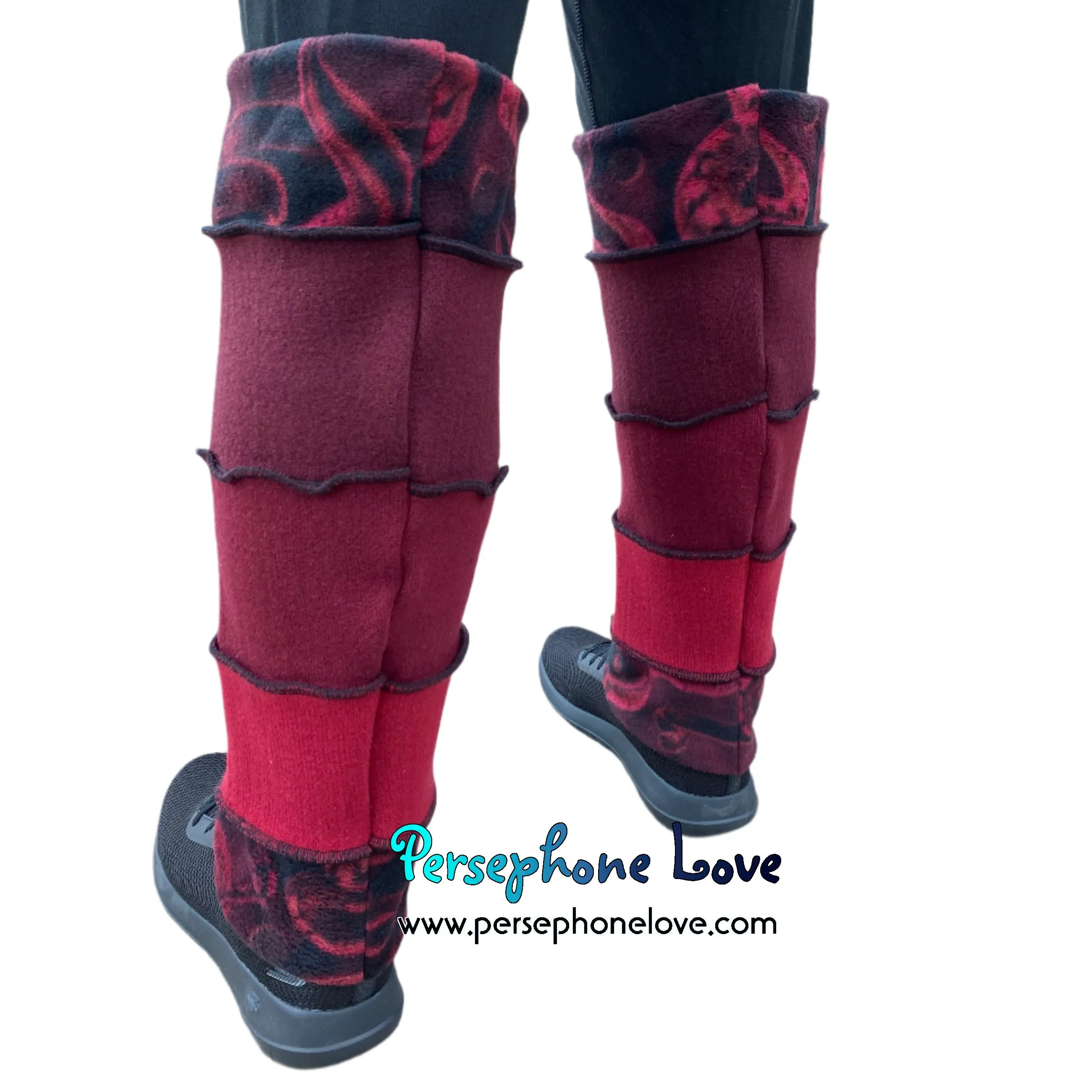Katwise-inspired felted red 100% cashmere leg warmers-1669