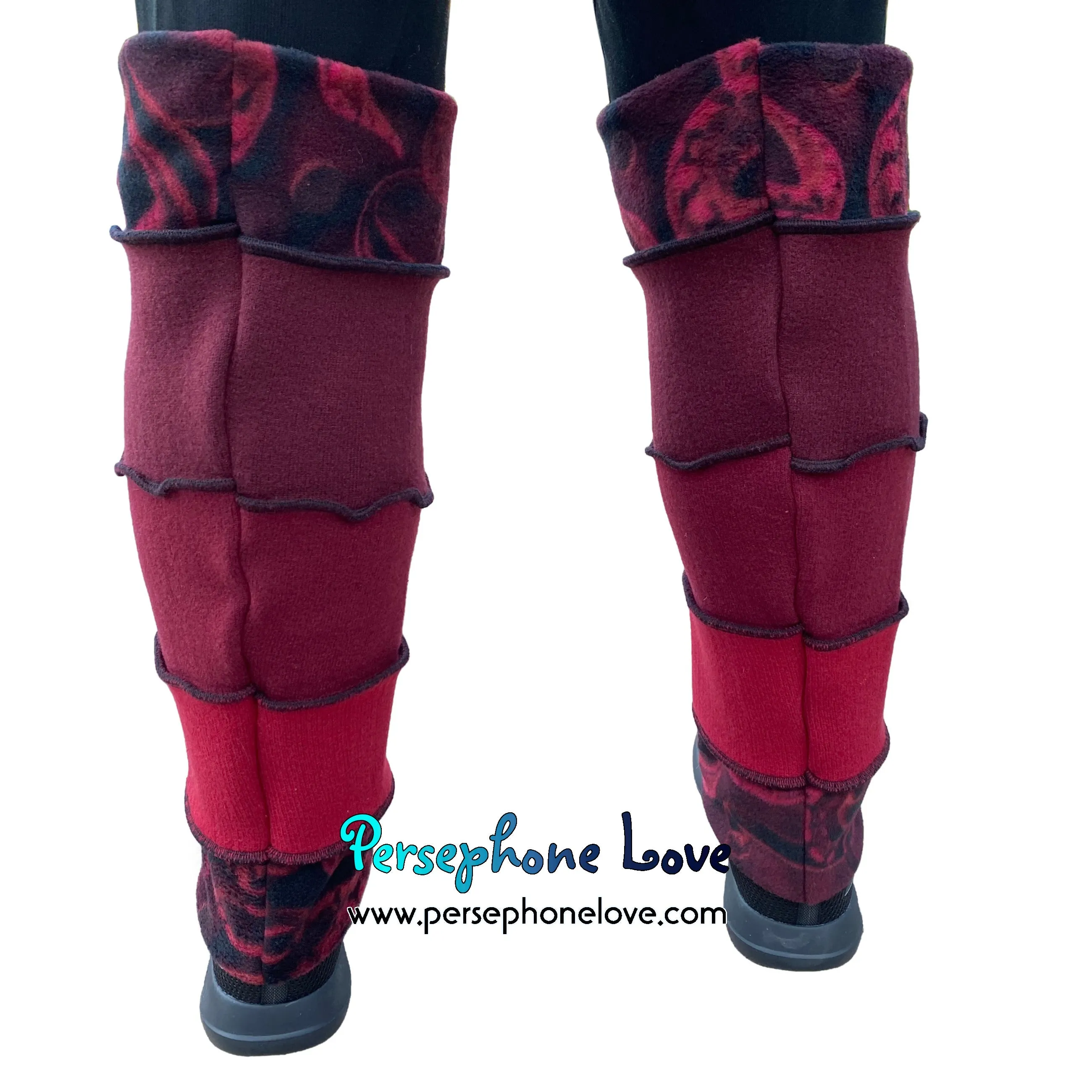 Katwise-inspired felted red 100% cashmere leg warmers-1669