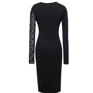 Ketty More Women Slim Transparent Long Sleeve High Neck Bodycon Dress-KMWD108