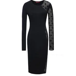 Ketty More Women Slim Transparent Long Sleeve High Neck Bodycon Dress-KMWD108