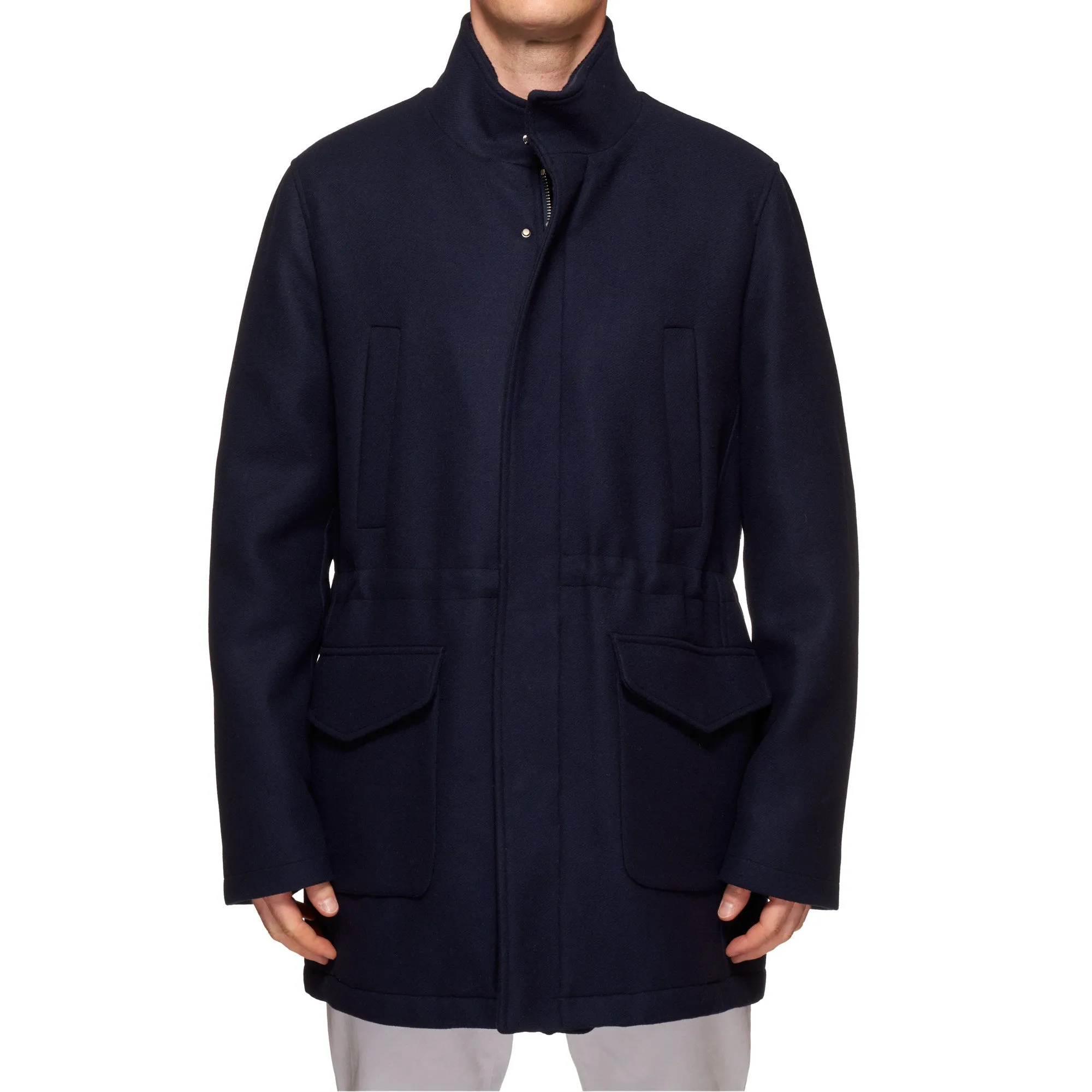 KITON KIRED "Pizzo" Navy Blue Wool-Cashmere Padded Parka Jacket Coat XXL