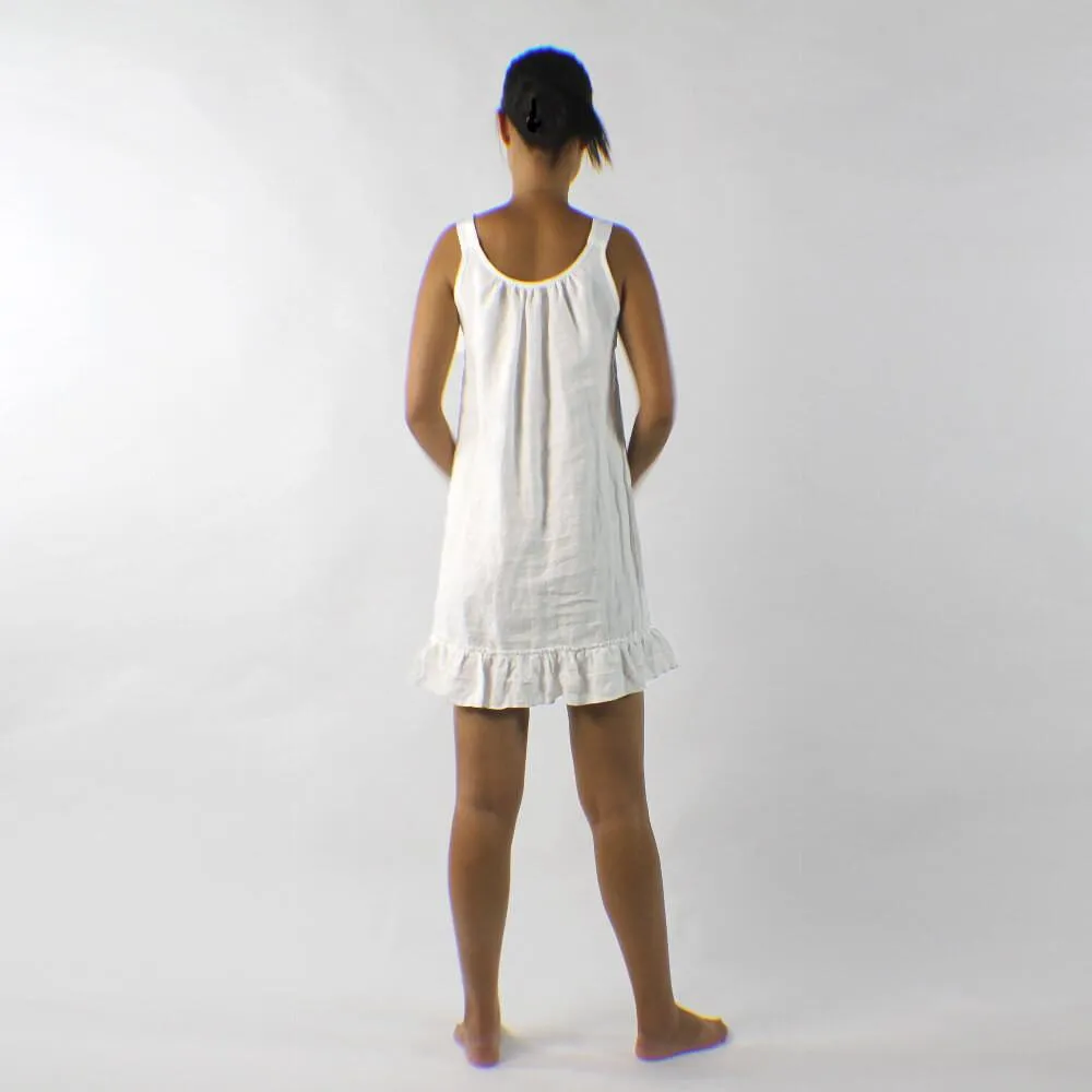 Linen Sleeping Dress with Ruffles