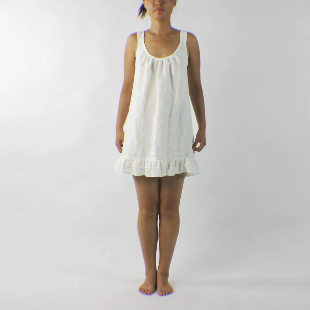 Linen Sleeping Dress with Ruffles