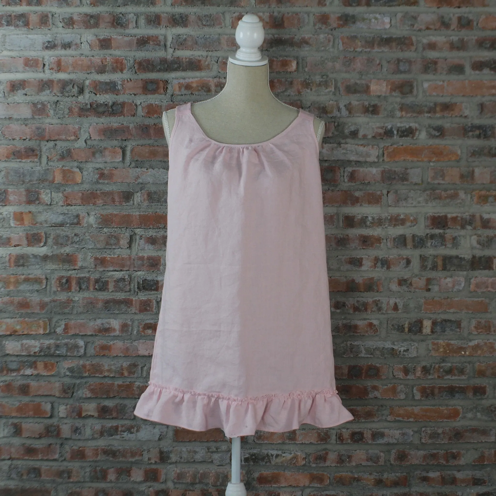 Linen Sleeping Dress with Ruffles