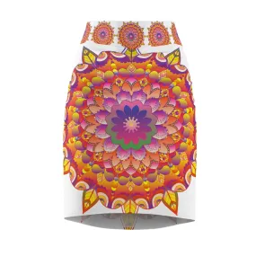 Mandala Light Purple & Azure Pencil Skirt