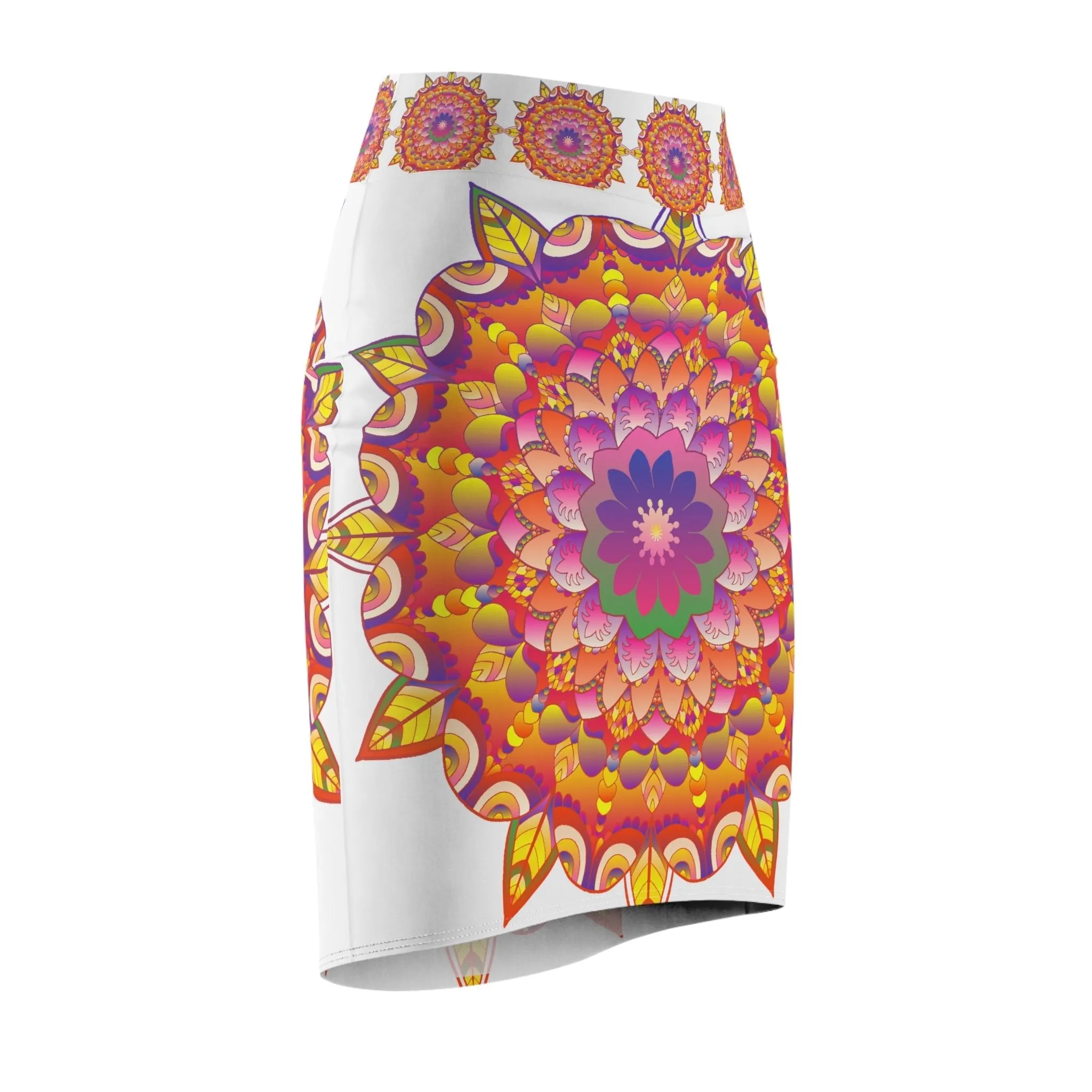 Mandala Light Purple & Azure Pencil Skirt