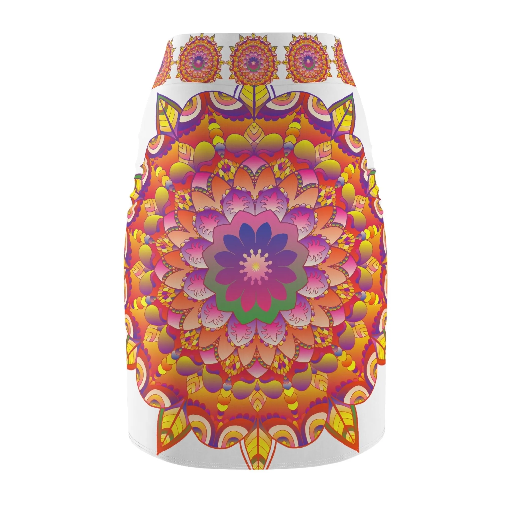 Mandala Light Purple & Azure Pencil Skirt