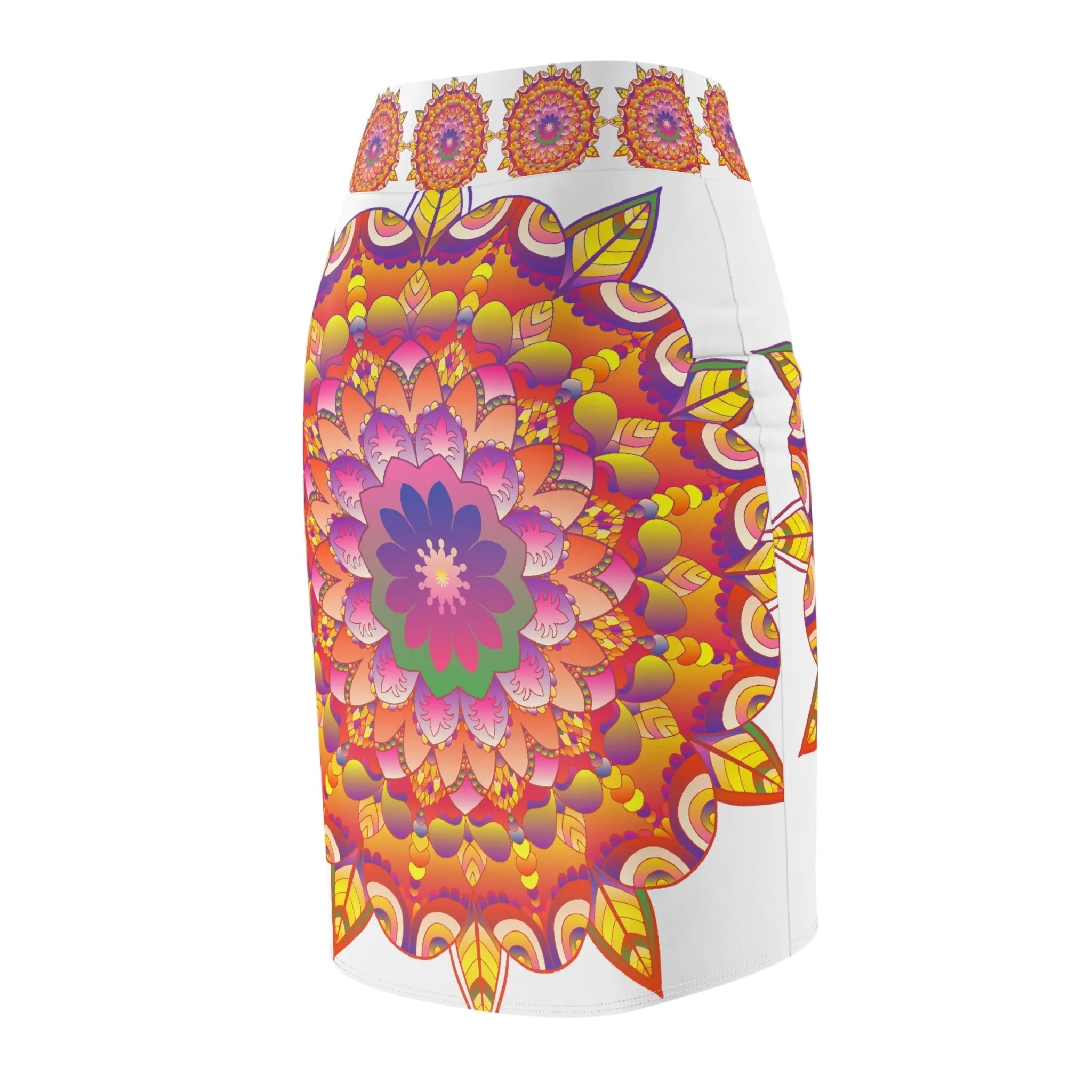 Mandala Light Purple & Azure Pencil Skirt
