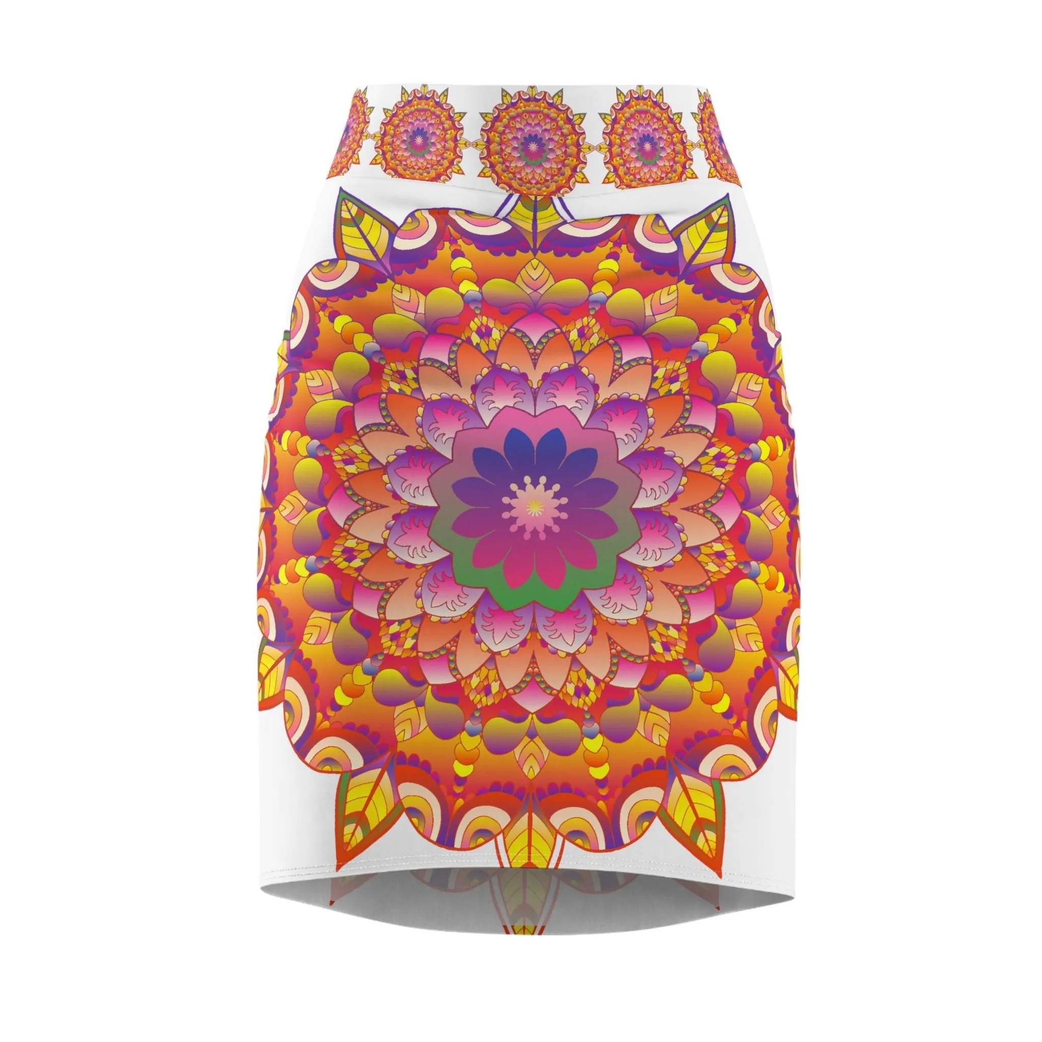 Mandala Light Purple & Azure Pencil Skirt