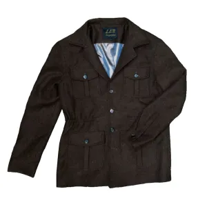 Men's Color Speckled Tweed Safari Jacket - Slim Fit Vintage Workwear
